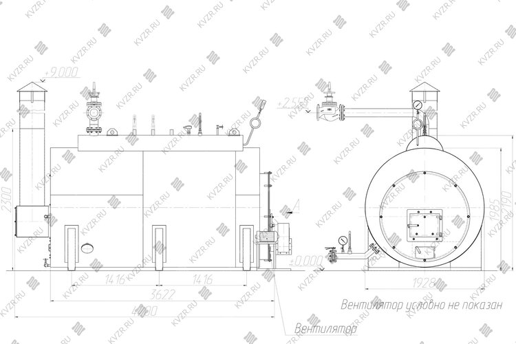 Чертеж котла КВ 1000