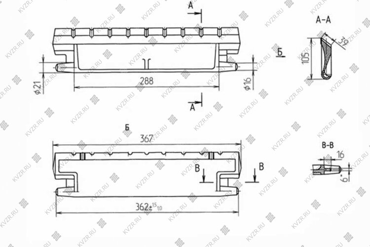 Чертеж колосника 00.1603.038 (Т 220.13.001)